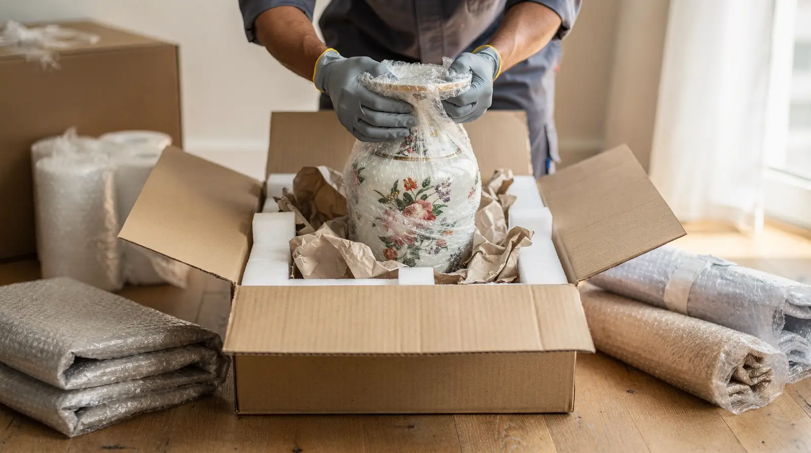 DeVries assists customers with safe, secure packing of their possessions as part of the moving