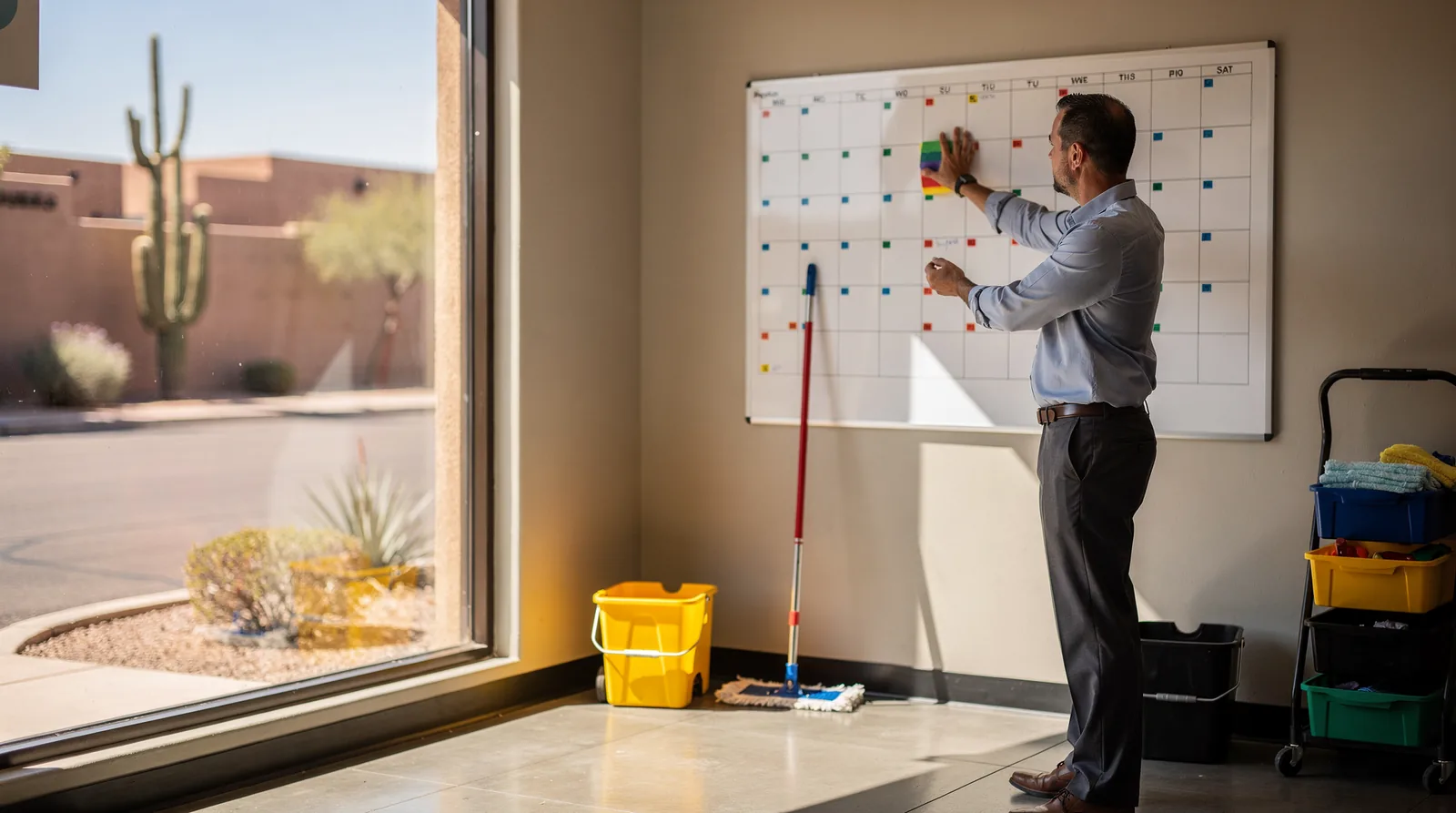 Property managers are encouraged to ask about maintenance plans that keep windows shining year-round.; Commercial