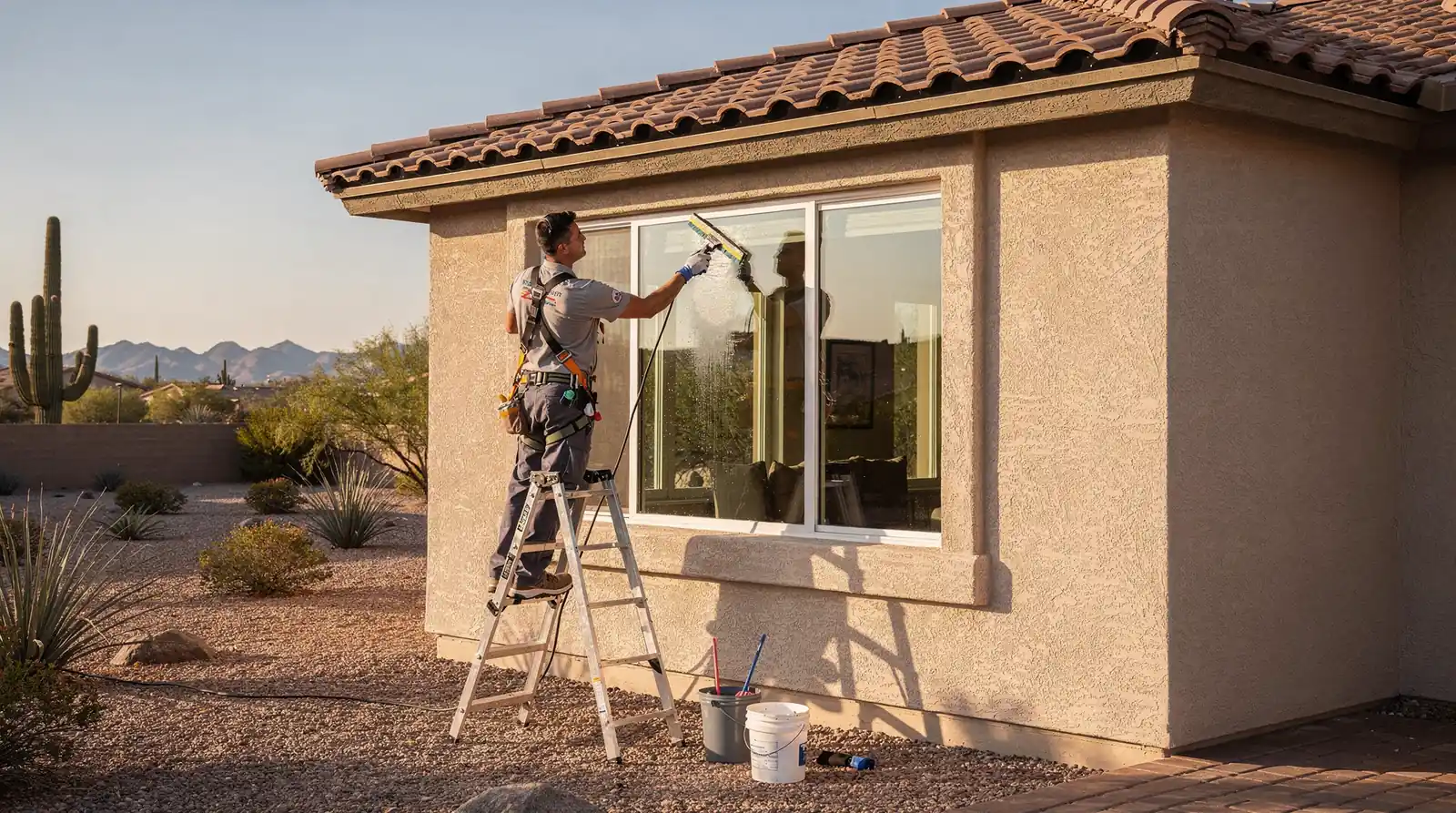 Residential window washing is advertised starting from $125.; Phoenix-area providers offer maintenance plans to keep