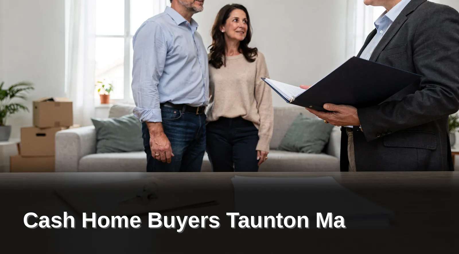 Homeowner in Taunton MA reviewing a no-obligation cash offer