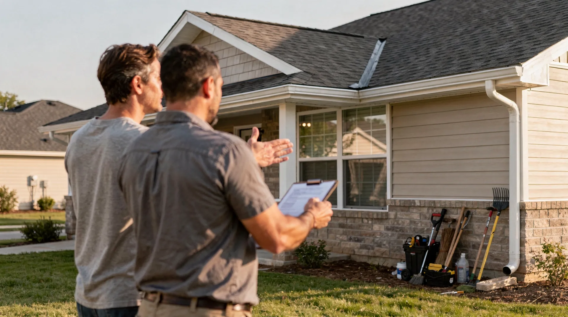 GenX Roofing crew inspecting a property before installation