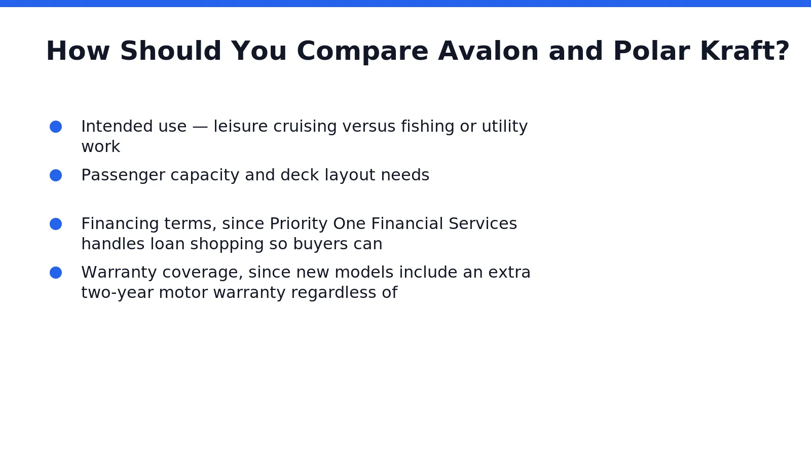 Price alone rarely tells the full story. A fair boat comparison weighs purpose, resale reputation