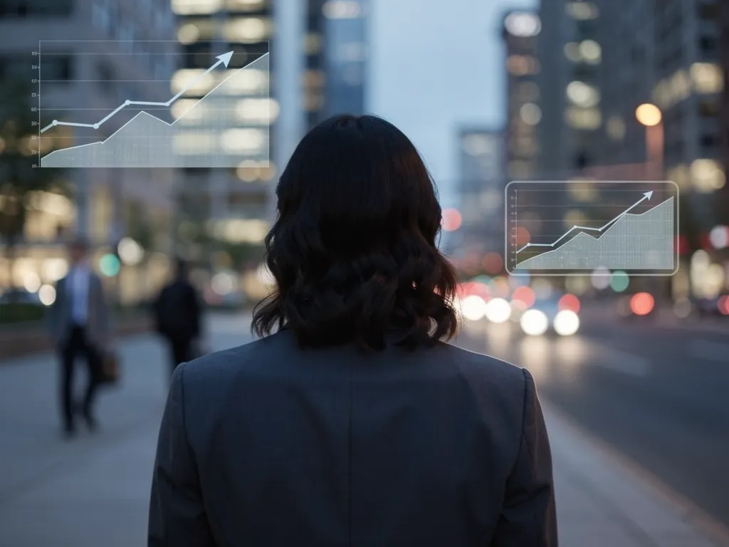 Professional standing at a city street at dusk, reflective and forward-looking amid an AI transformation