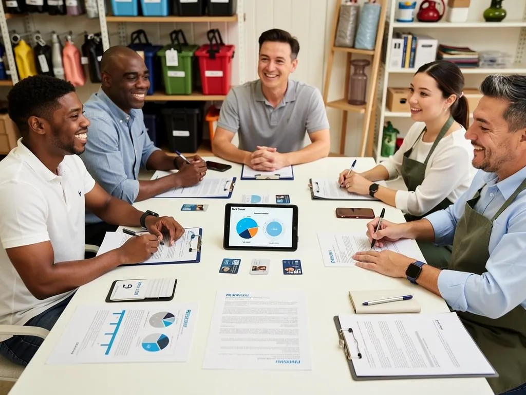 Business owner reviewing EIN paperwork for a credit card application