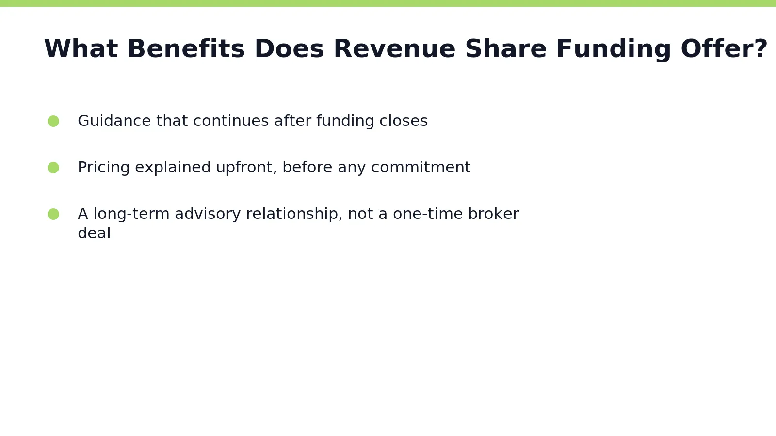 Flexible repayment stands out as the core advantage of revenue share funding for growing companies