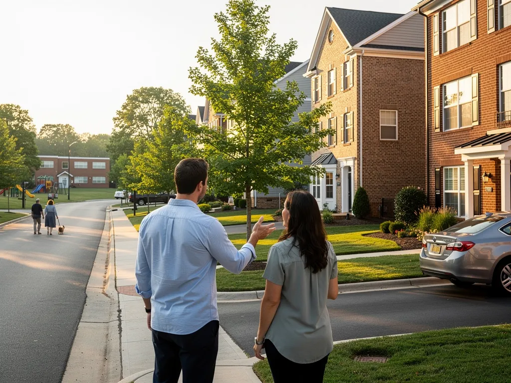 Real estate agent and buyer discussing a neighborhood map and comparable sales