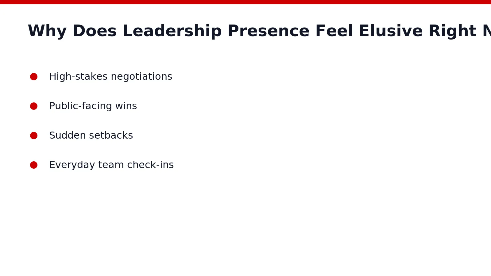 Leadership presence feels harder to pin down because expectations for senior professionals across Leaders have