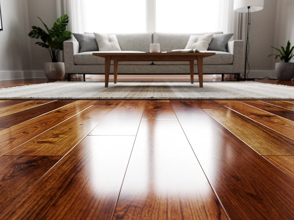 Bright, well-maintained hardwood floor in a cozy furnished living room
