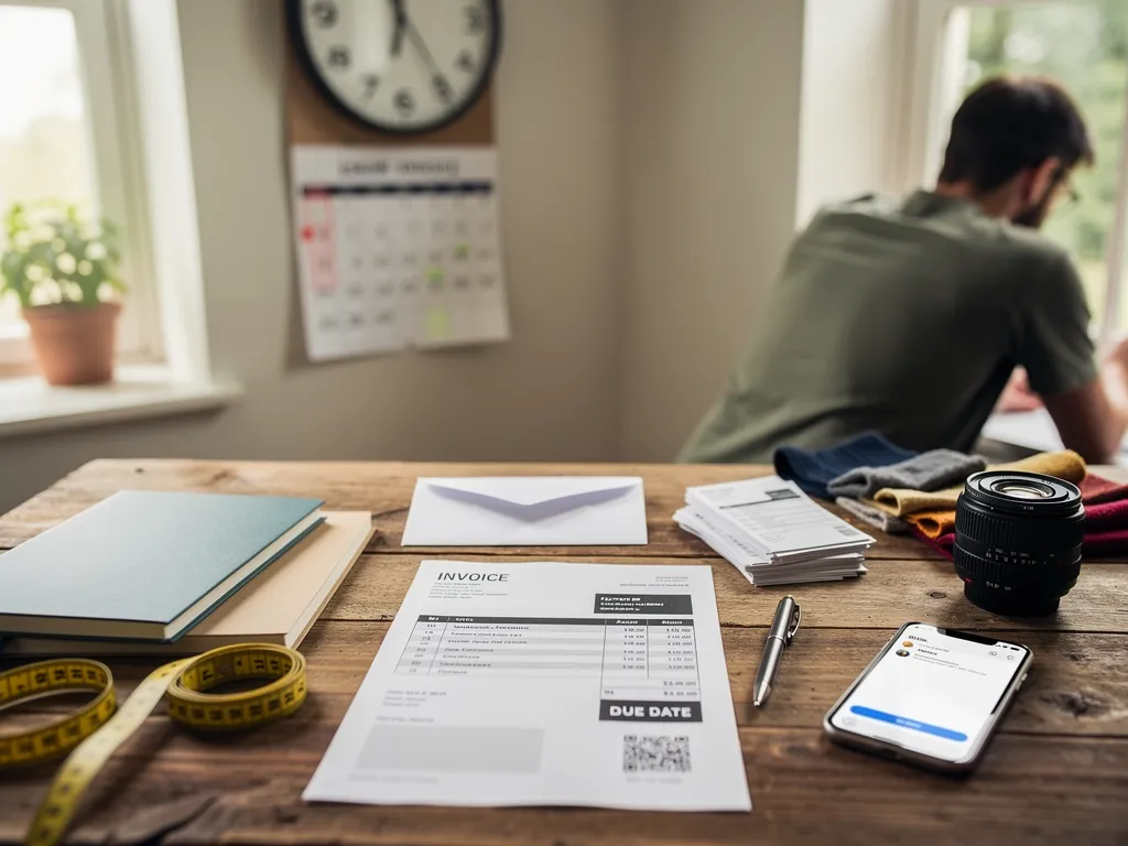 Freelancer sending a digital invoice from a laptop