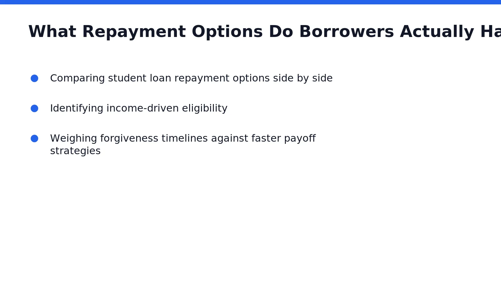 Federal borrowers generally choose between fixed payment plans and income-driven repayment plans. The difference shapes