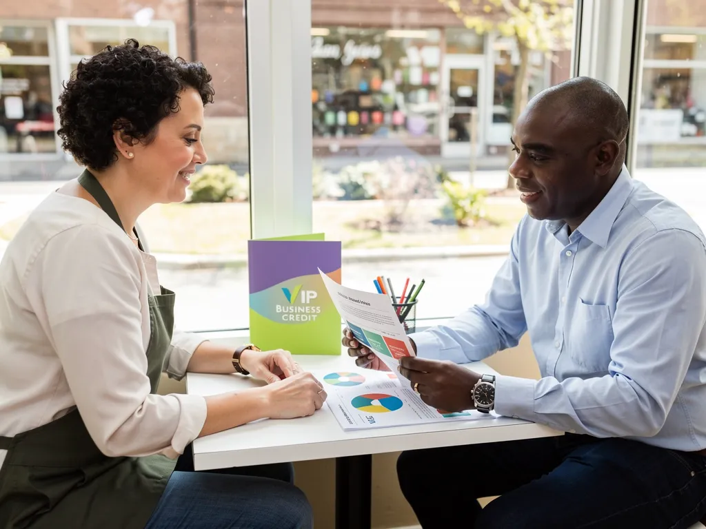 Retail owner and advisor reviewing SBA loan paperwork for store expansion