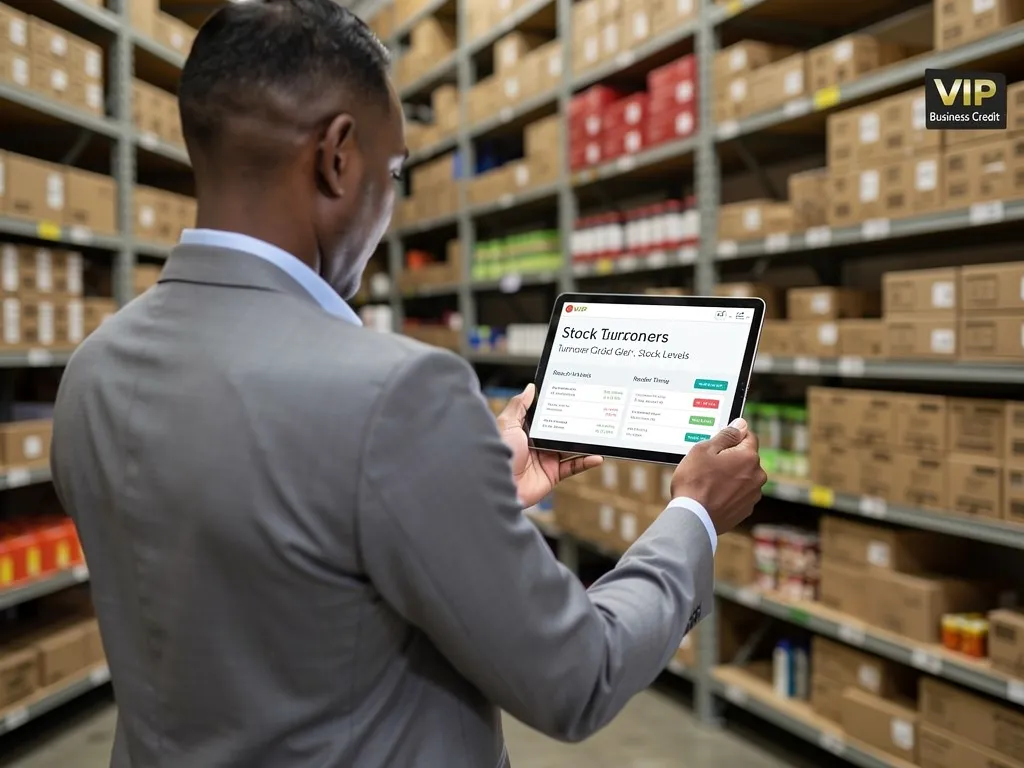 Warehouse staff auditing stock levels and turnover records for a lender review