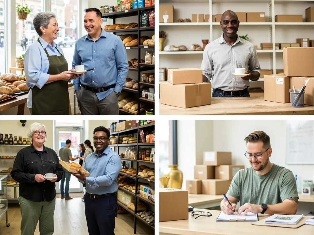 Business owners at different growth stages reviewing financing options together