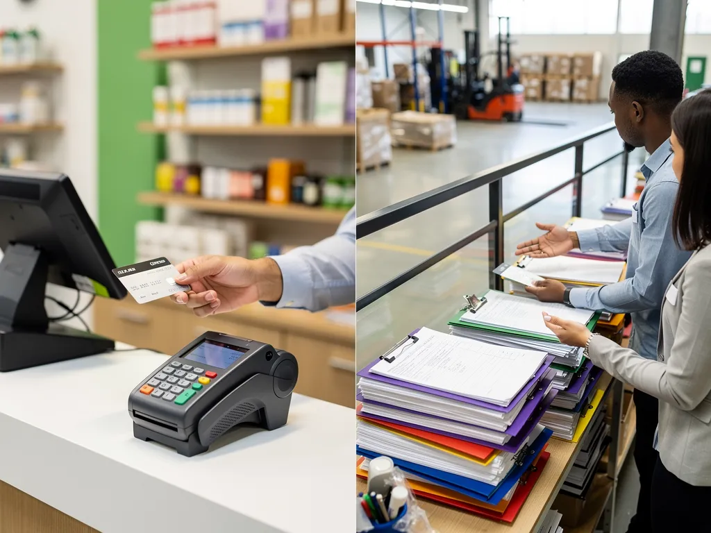 Side-by-side comparison of card sales revenue versus unpaid customer invoices