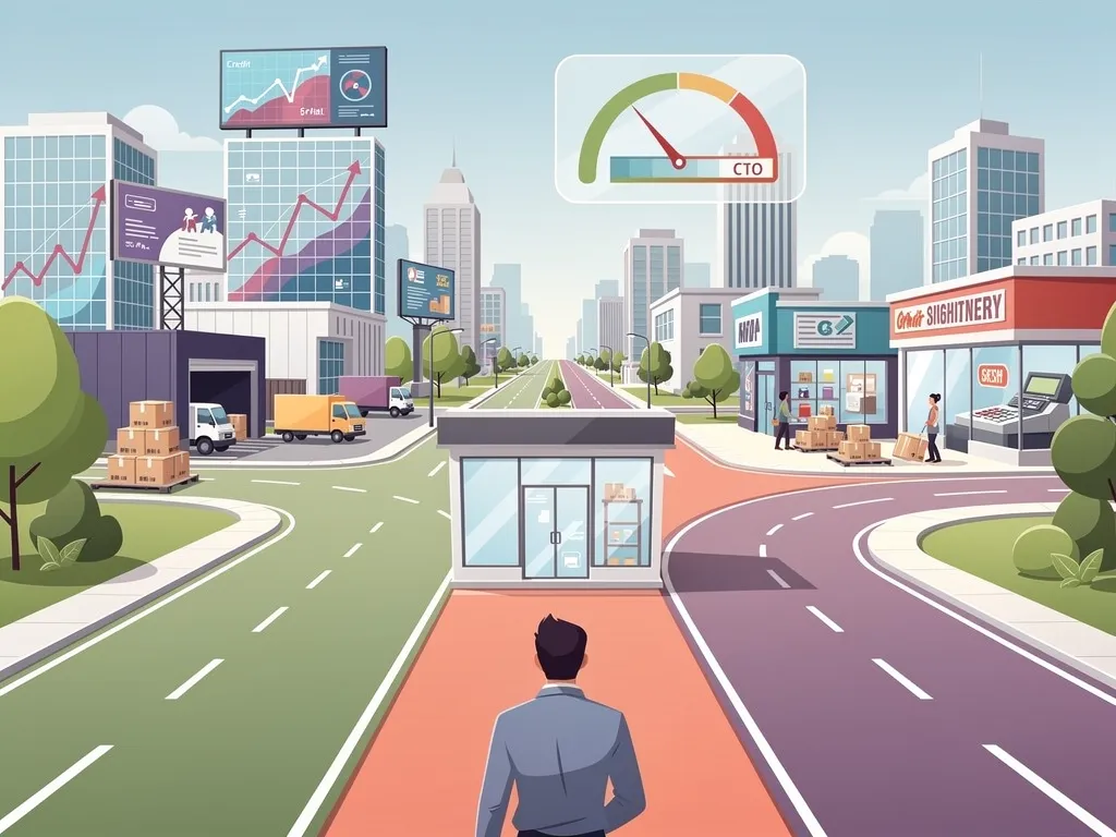 Two diverging paths representing factoring and merchant cash advance funding routes