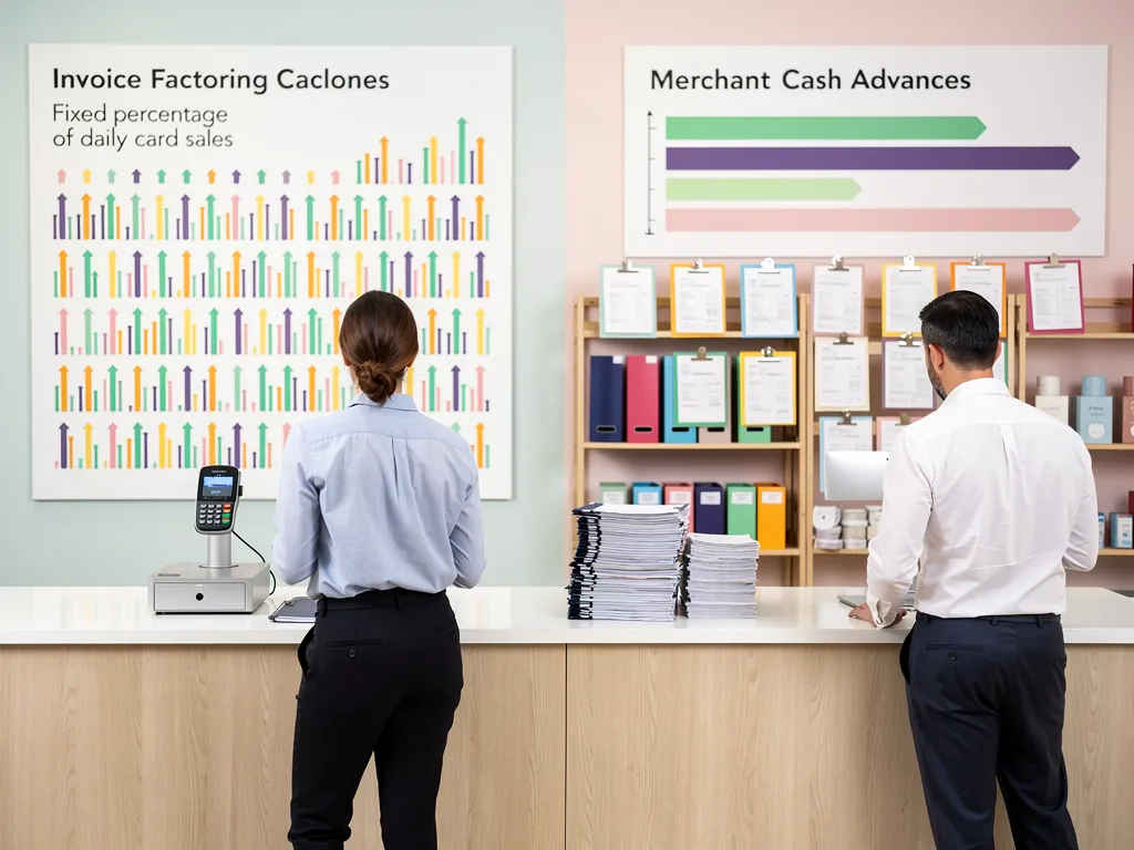 Scale weighing daily repayment costs against invoice-based funding costs