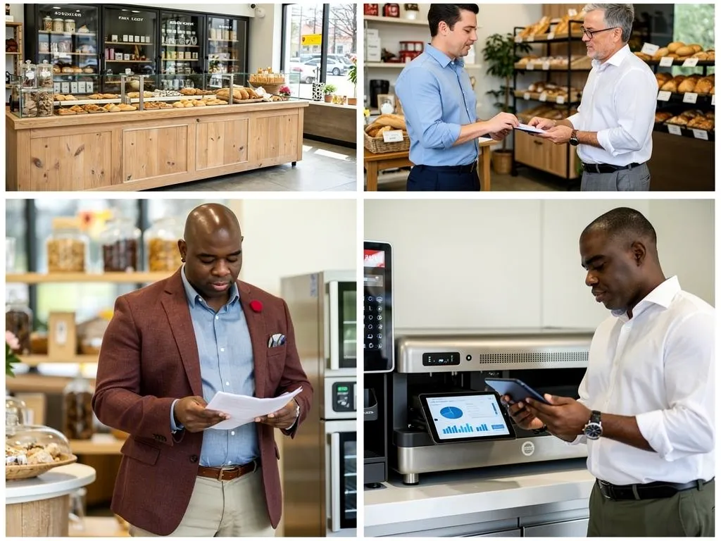 Lender reviewing a small business owner's revenue and credit history
