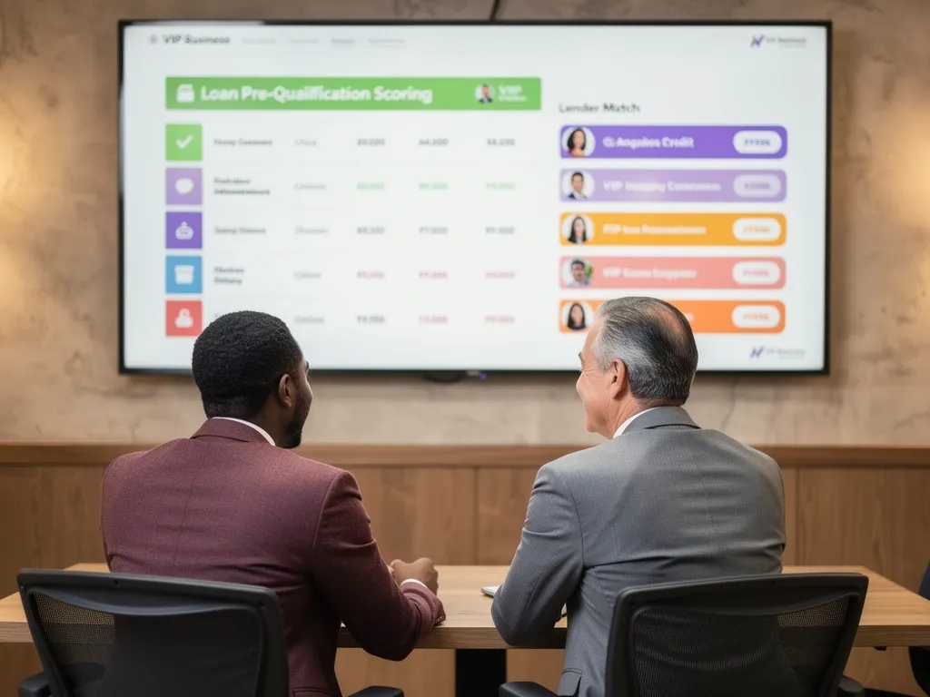 Advisor walking a client through a business fundability scoring dashboard