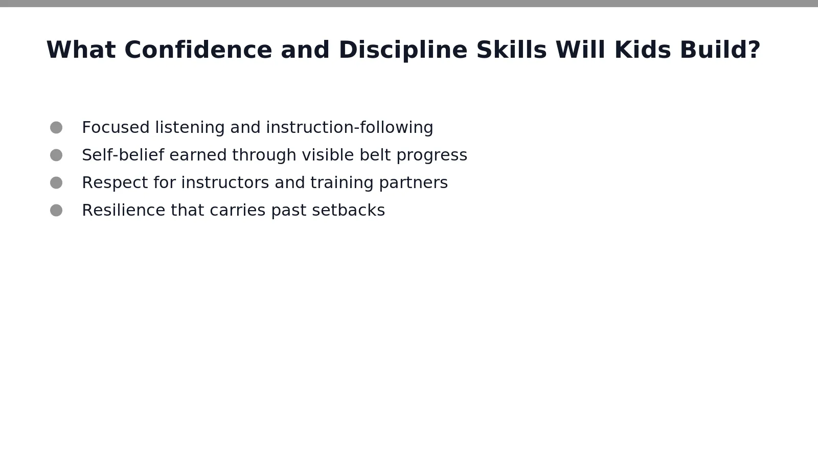 Clermont kids build real confidence through consistent, structured practice, not empty praise. Every class demands