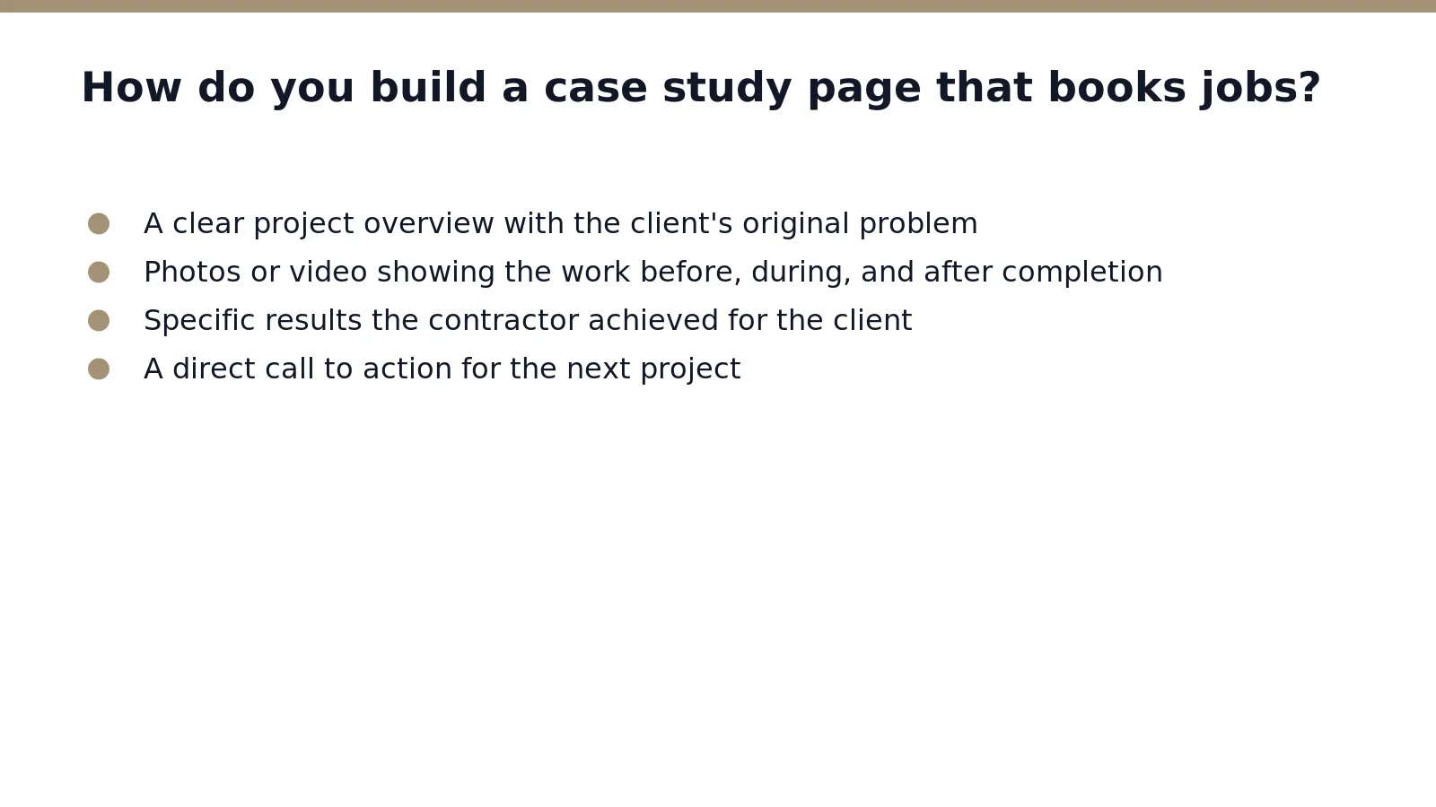 A case study page must act as a silent sales rep. The page turns project