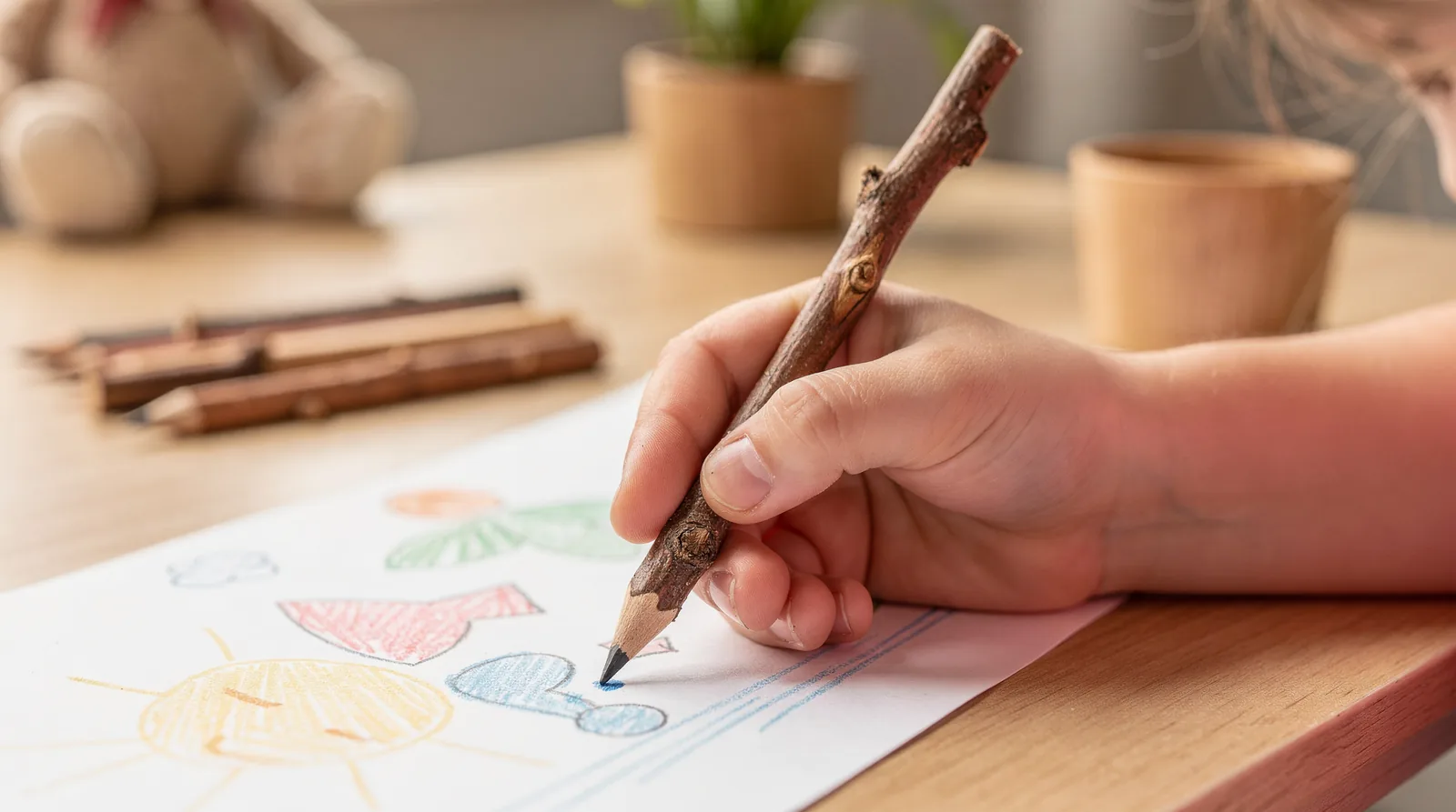 Twig Pencils for Kids are handmade from sustainably sourced Winesap apple tree branches. Each pencil