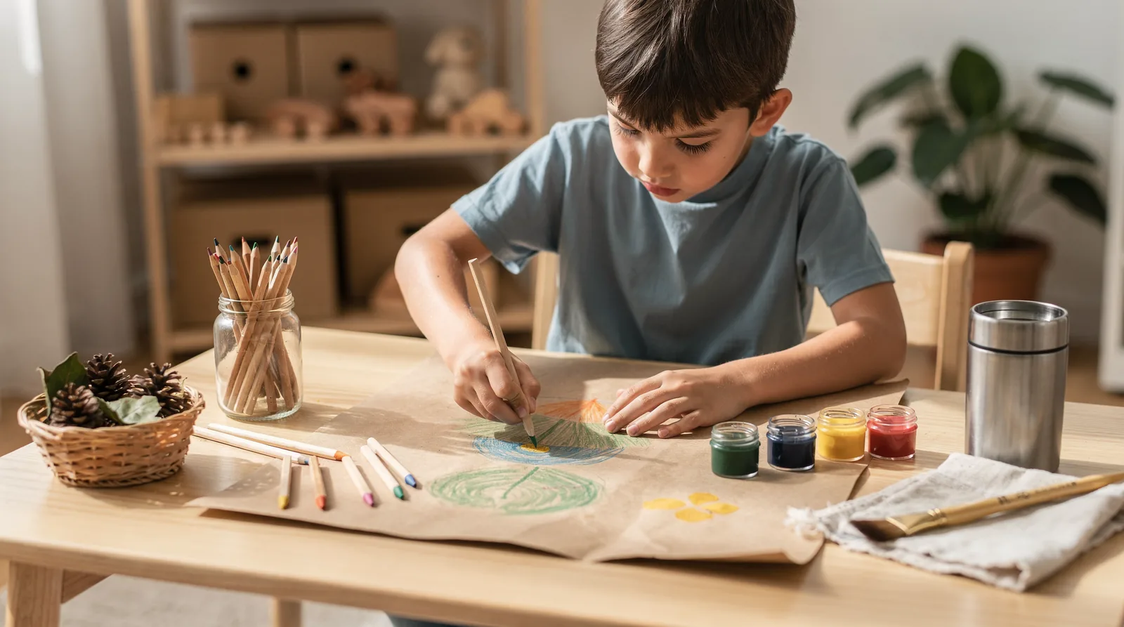 Eco-friendly art supplies let children explore freely without exposure to harmful ingredients. Kids can sketch