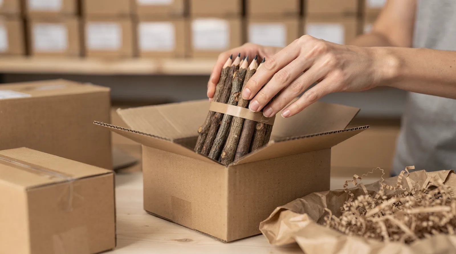 Twig Pencils ships handmade apple wood pencils from the USA. The brand does not publish