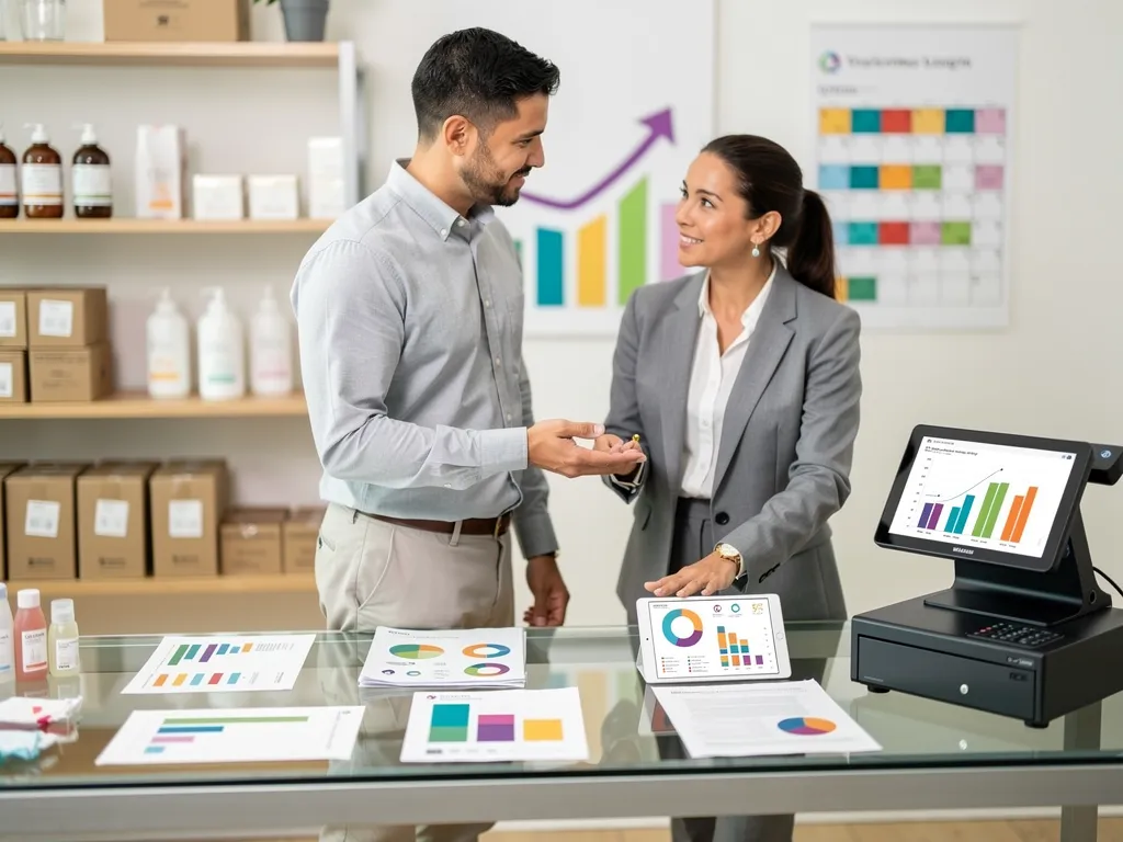 Small business owner reviewing loan paperwork and cash flow statements