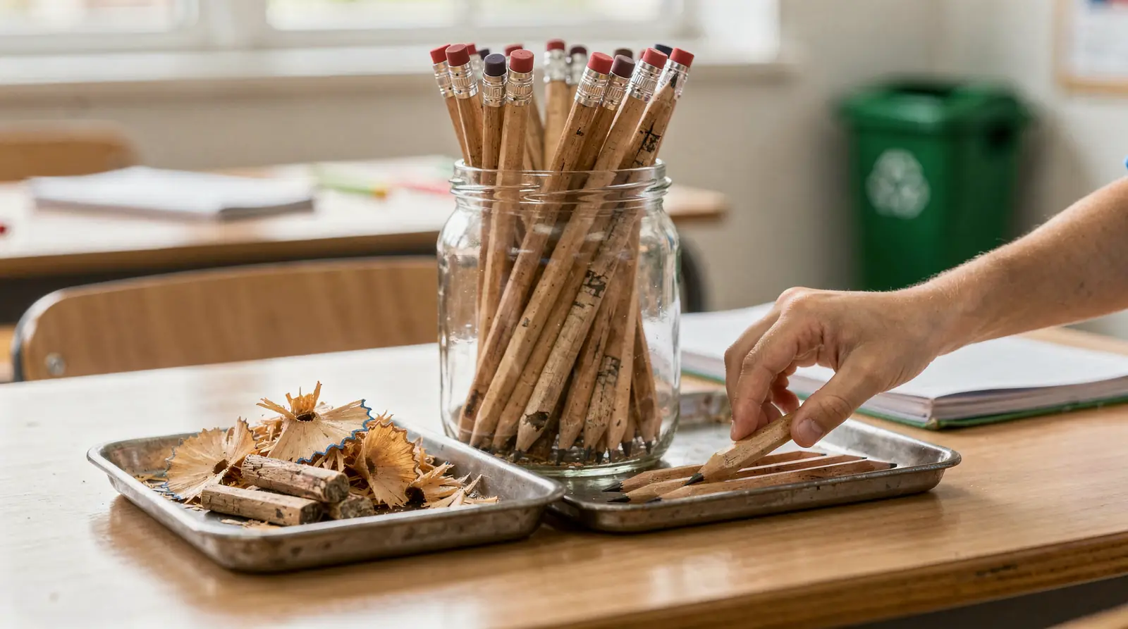 Sustainable classroom pencils reduce waste by replacing plastic-based writing instruments with natural, biodegradable