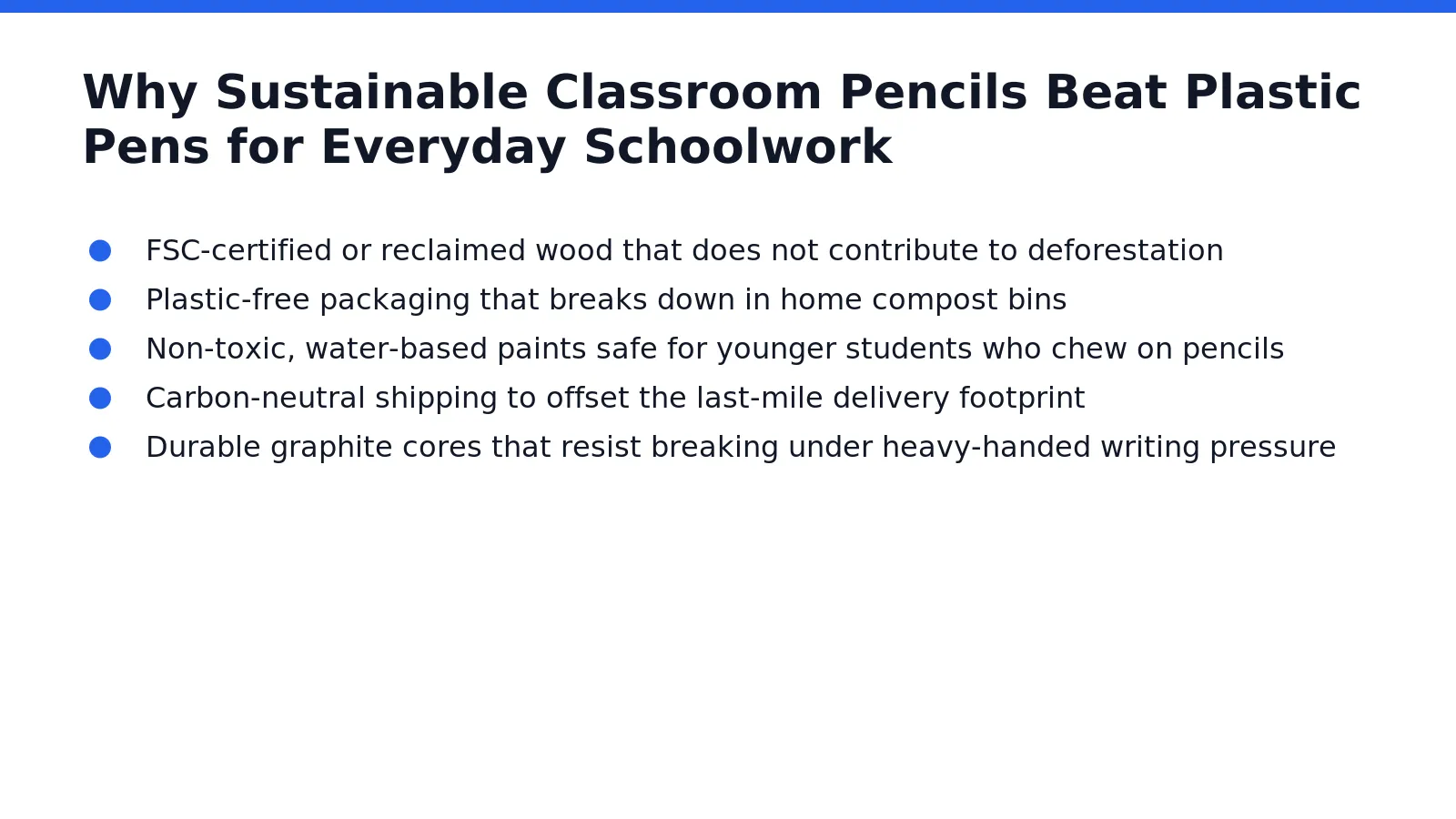 Sustainable Classroom Pencils start with a simple material swap that eliminates plastic waste from daily