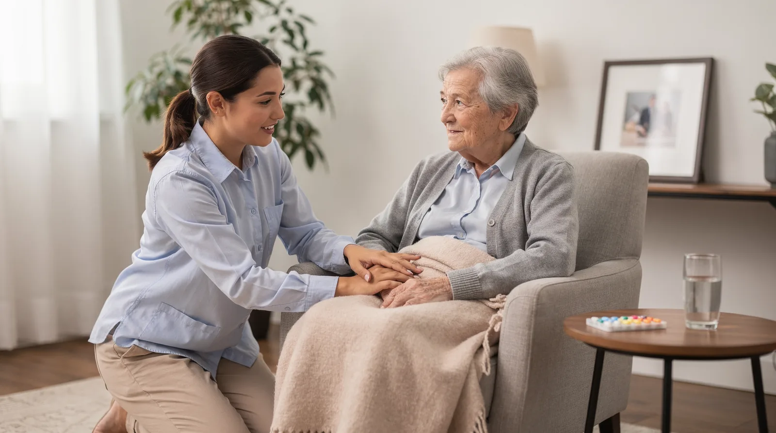 Certified caregivers deliver hands-on care in McKinney homes, with every team member holding 100% THHS