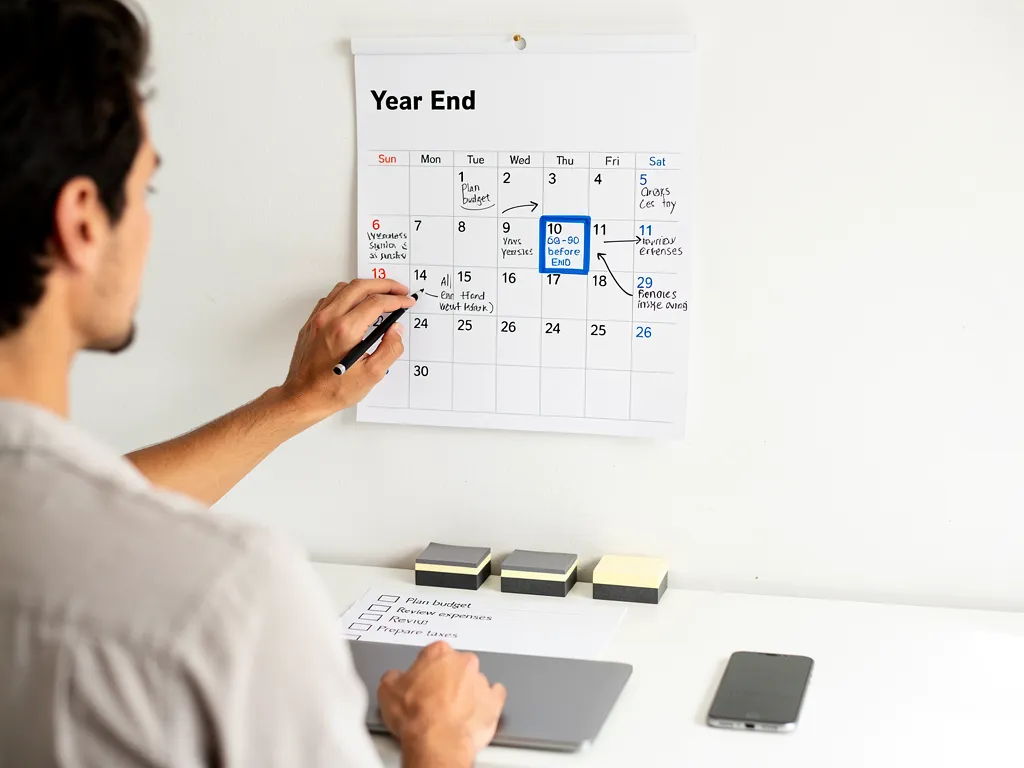 Calendar marked with recurring weekly bookkeeping cleanup appointments