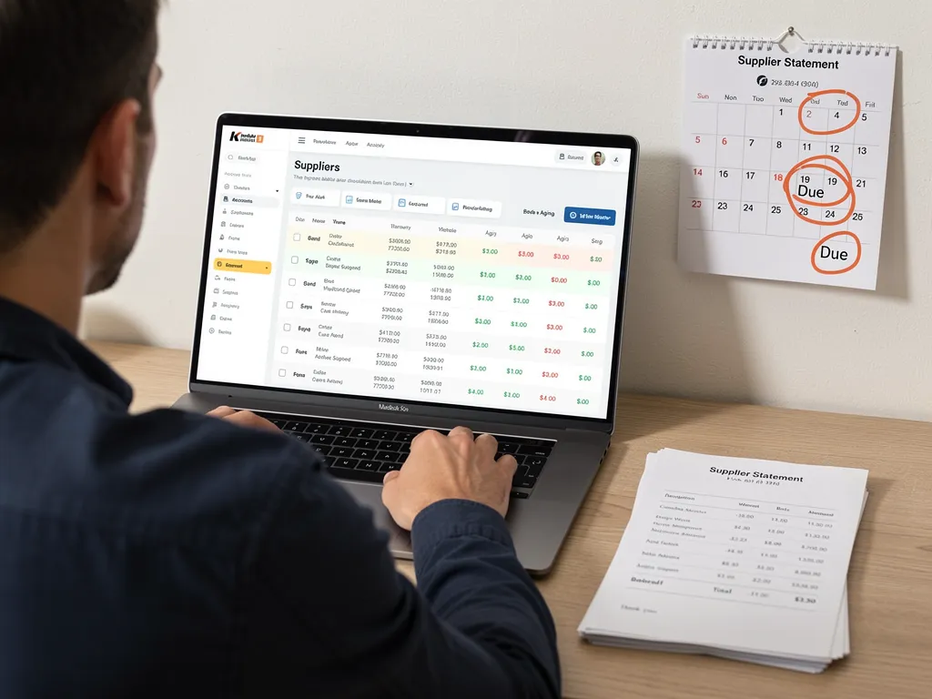 Supplier bills and due dates laid out for year-end review