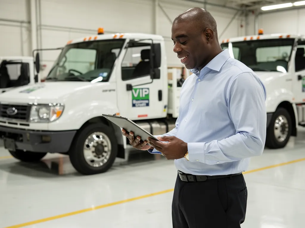 Technician inspecting newly financed manufacturing equipment