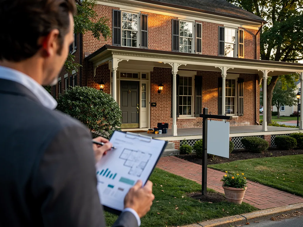 Real estate advisor reviewing historic home valuation with seller