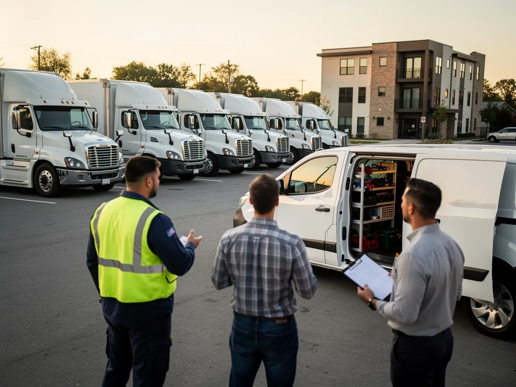 Trucking fleet operator reviewing cash-flow and equipment financing plans