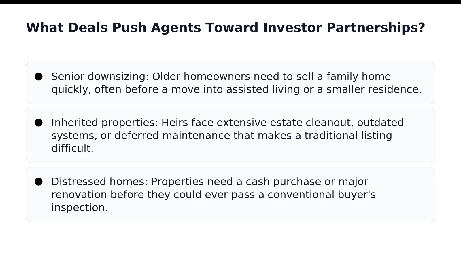 What Deals Push Agents Toward Investor Partnerships
