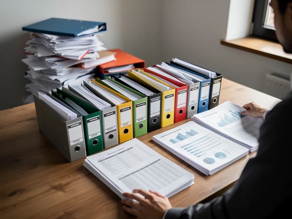 Folder of tax filings and bank statements prepared for underwriting