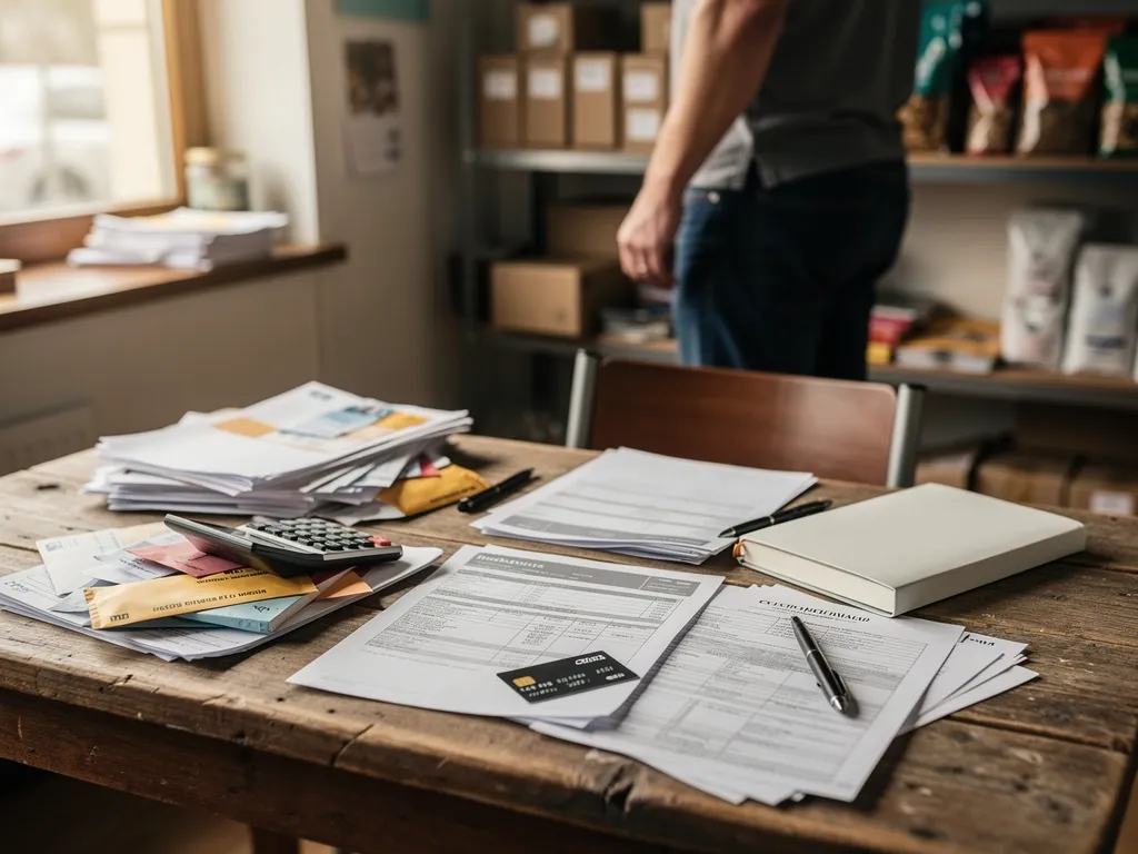 Stressed business owner reviewing a declined loan application