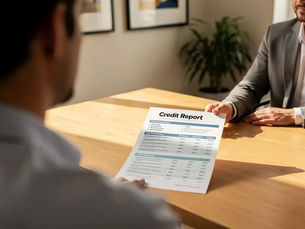 Business credit advisor explaining loan terms to a small business owner