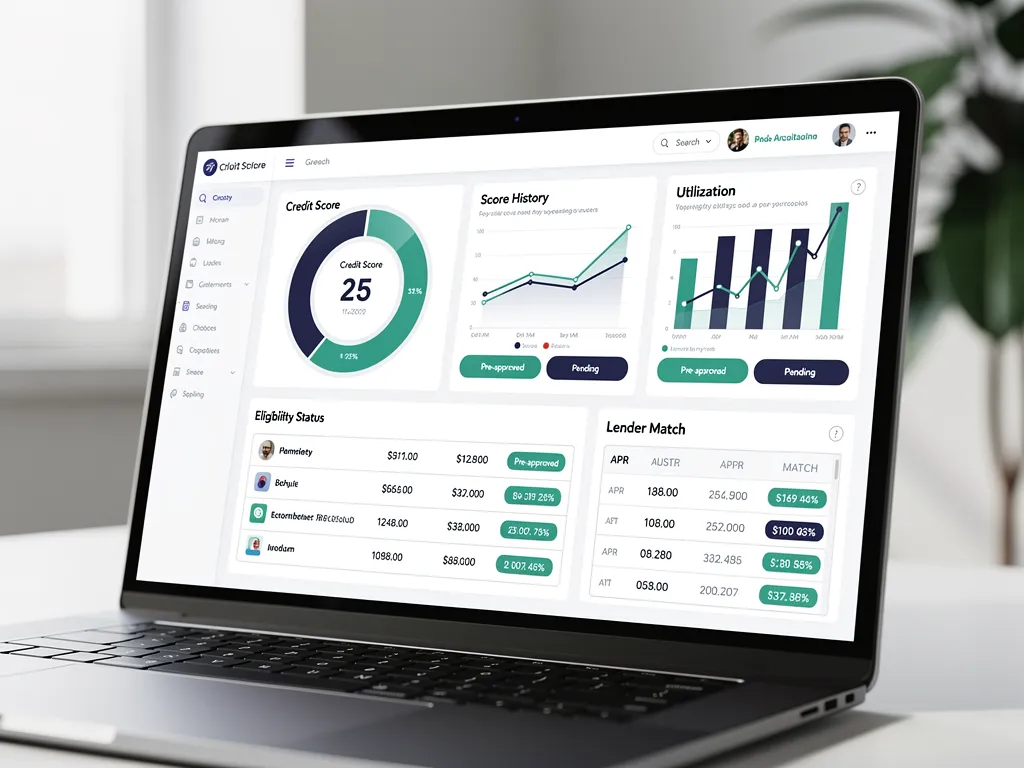 Dashboard interface displaying business credit score tracking and alerts