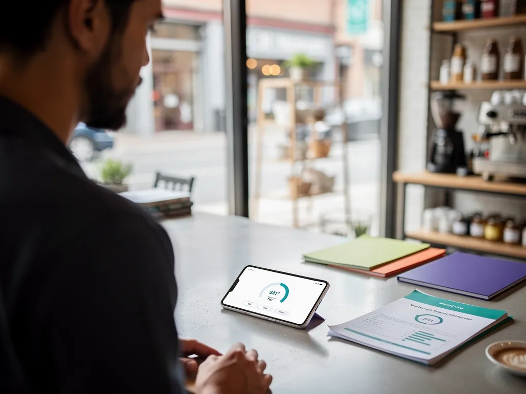 Business owner completing a quick online pre-qualification credit scan