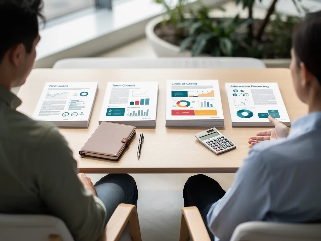 Advisor presenting multiple loan and financing options side by side