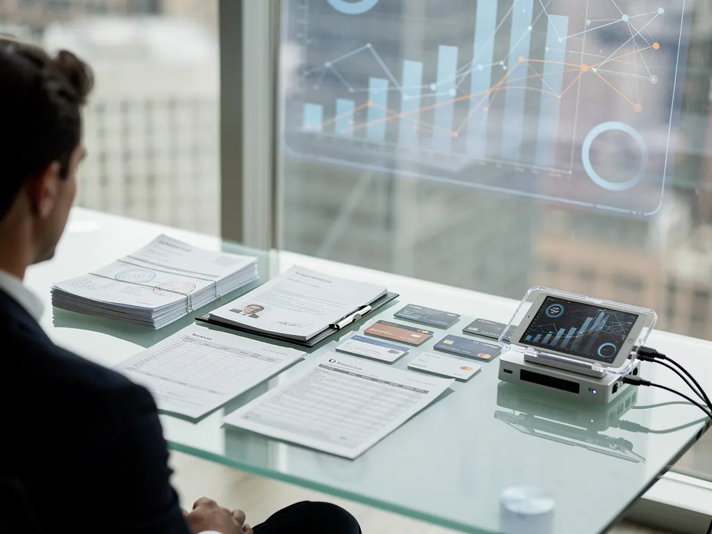 underwriter reviewing business credit risk factors and bureau data