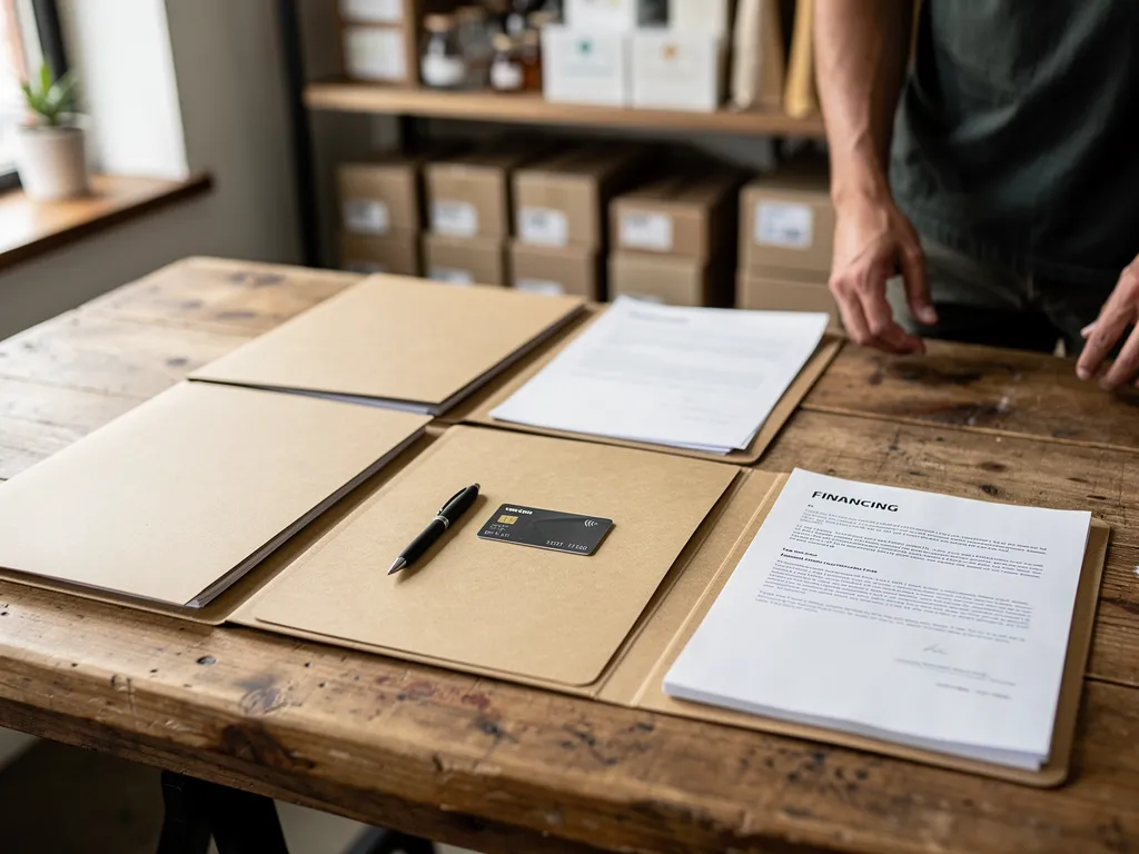 Business owner applying for a company credit card at a desk