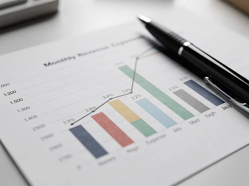 Bar chart comparing revenue and expenses across several months