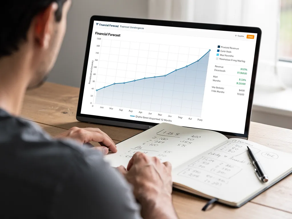 revenue forecast chart projecting growth over twelve months