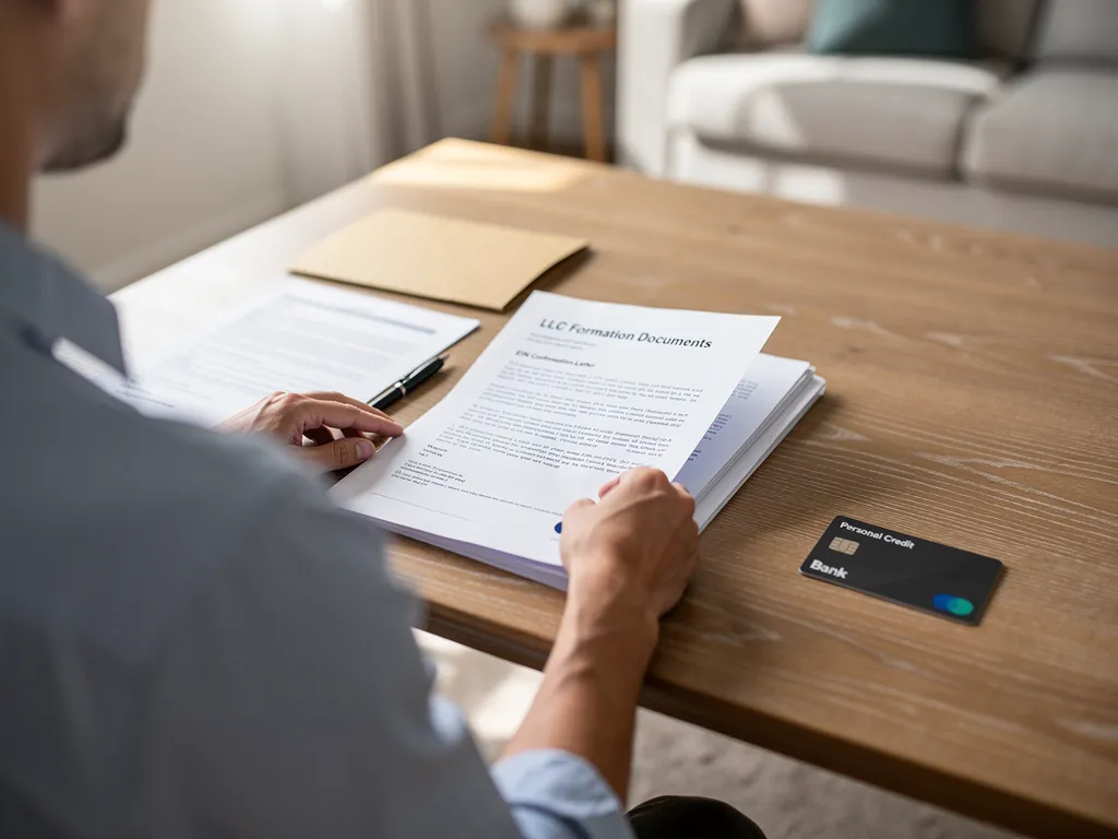 Business owner filing LLC formation paperwork tied to the company EIN