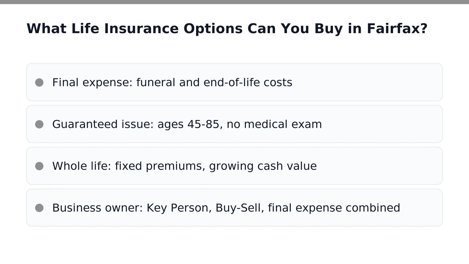 What Life Insurance Options Can You Buy in Fairfax