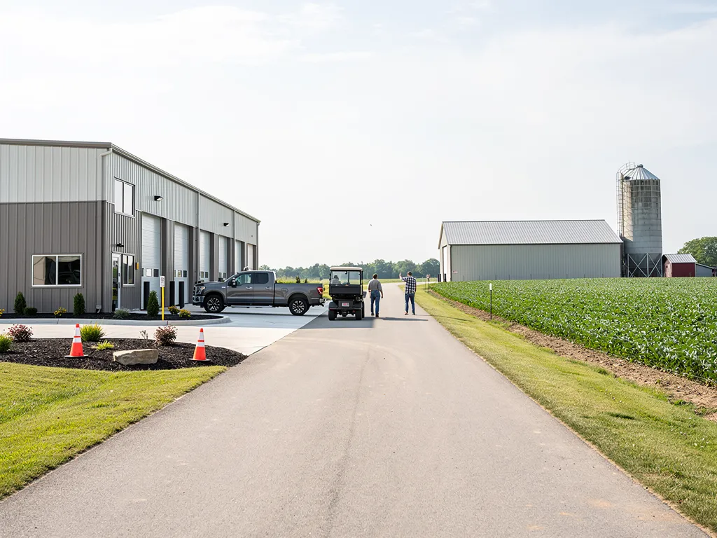 Commercial building and rural farmland representing SBA 504 and USDA financed assets